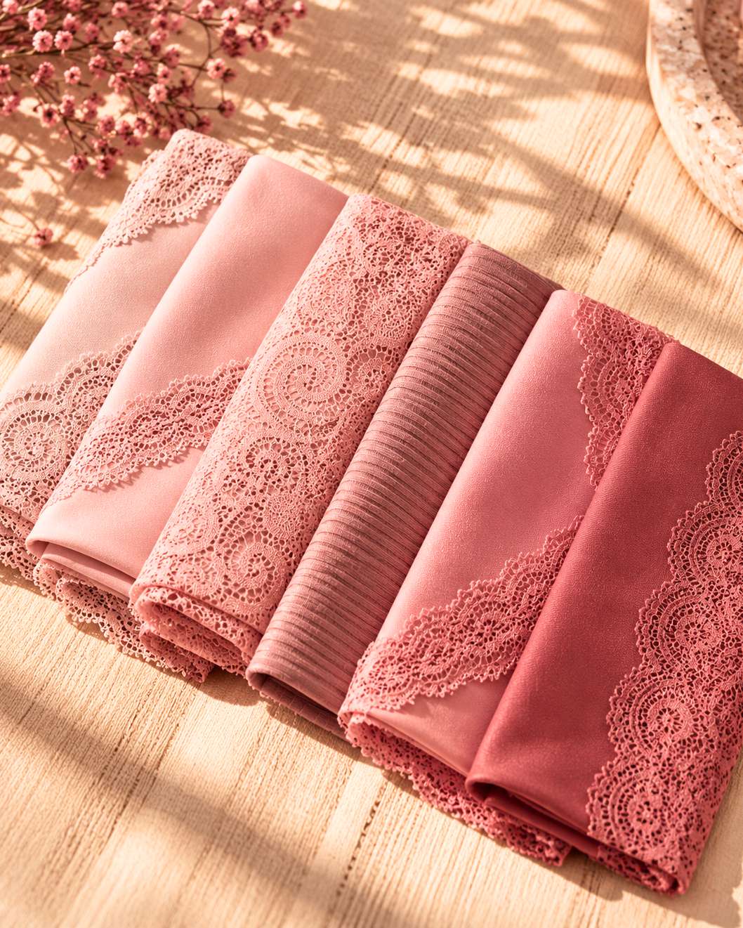 Detalhe de tecido em tons rosas